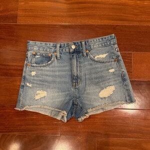 Madewell Light Blue Ripped Jean Shorts